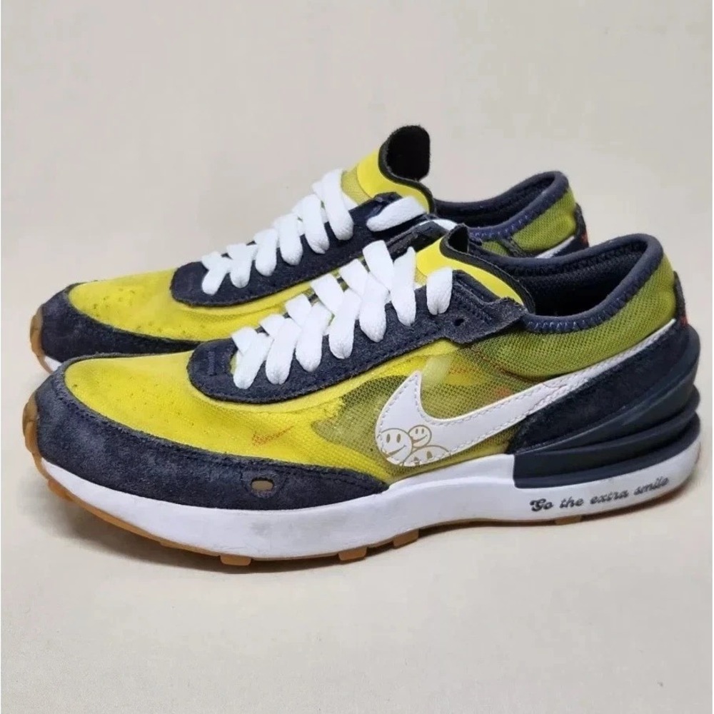 Nike Waffle One GS Go The Extra Smile Yellow Black Youth Kids Size 4Y Athletic